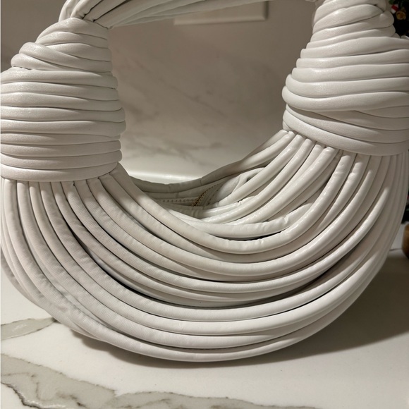 White Knotted Padded Handle Shoulder Bag | Sculptural Minimalist Purse - Picture 8 of 8